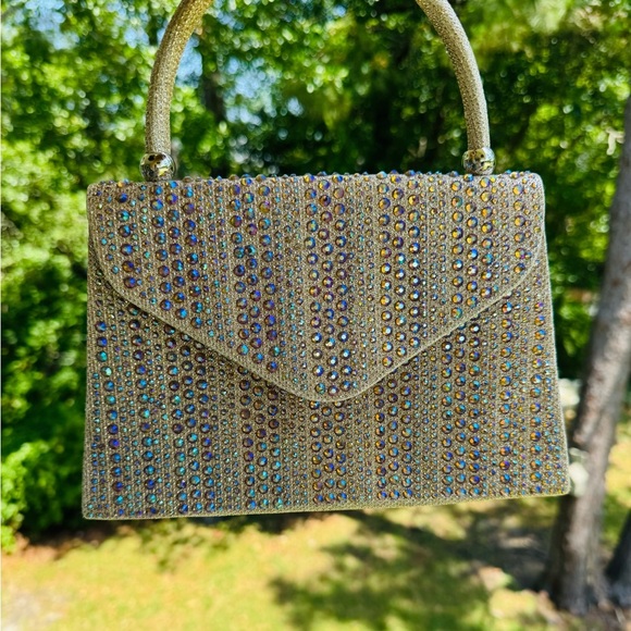 Elegant Gold and Multicolor Embellished Women's Bag - Picture 1 of 7